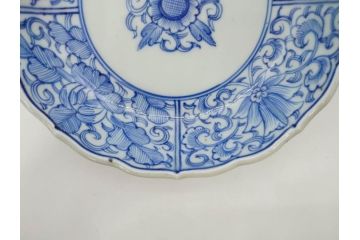 幕末〜明治期　古伊万里　染付　線描　約15cm　4.9寸　爽やかな印象を与えるなます皿5枚セット(中皿、和皿、和食器、四寸九分)(R-083063)