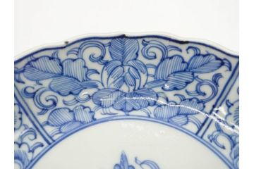 幕末〜明治期　古伊万里　染付　線描　約15cm　4.9寸　爽やかな印象を与えるなます皿5枚セット(中皿、和皿、和食器、四寸九分)(R-083063)