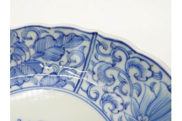幕末〜明治期　古伊万里　染付　線描　約15cm　4.9寸　爽やかな印象を与えるなます皿5枚セット(中皿、和皿、和食器、四寸九分)(R-083063)
