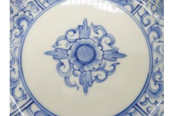 幕末〜明治期　古伊万里　染付　線描　約15cm　4.9寸　爽やかな印象を与えるなます皿5枚セット(中皿、和皿、和食器、四寸九分)(R-083063)