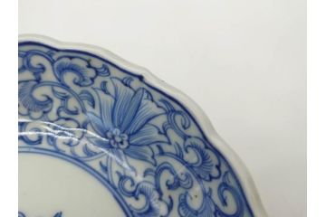 幕末〜明治期　古伊万里　染付　線描　約15cm　4.9寸　爽やかな印象を与えるなます皿5枚セット(中皿、和皿、和食器、四寸九分)(R-083063)