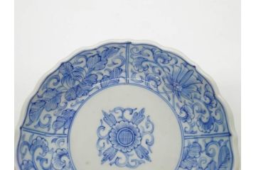 幕末〜明治期　古伊万里　染付　線描　約15cm　4.9寸　爽やかな印象を与えるなます皿5枚セット(中皿、和皿、和食器、四寸九分)(R-083063)