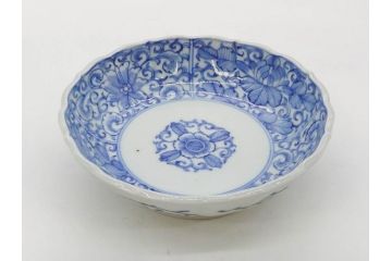 幕末〜明治期　古伊万里　染付　線描　約15cm　4.9寸　爽やかな印象を与えるなます皿5枚セット(中皿、和皿、和食器、四寸九分)(R-083063)