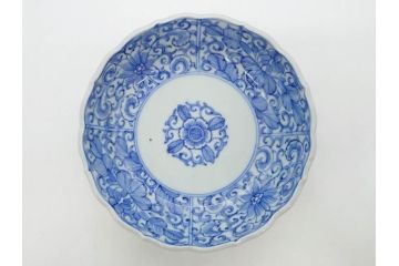幕末〜明治期　古伊万里　染付　線描　約15cm　4.9寸　爽やかな印象を与えるなます皿5枚セット(中皿、和皿、和食器、四寸九分)(R-083063)