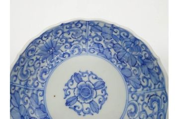 幕末〜明治期　古伊万里　染付　線描　約15cm　4.9寸　爽やかな印象を与えるなます皿5枚セット(中皿、和皿、和食器、四寸九分)(R-083063)