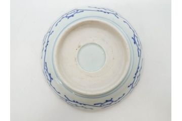 幕末〜明治期　古伊万里　染付　線描　約15cm　4.9寸　爽やかな印象を与えるなます皿5枚セット(中皿、和皿、和食器、四寸九分)(R-083063)