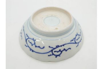 幕末〜明治期　古伊万里　染付　線描　約15cm　4.9寸　爽やかな印象を与えるなます皿5枚セット(中皿、和皿、和食器、四寸九分)(R-083063)