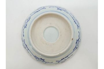 幕末〜明治期　古伊万里　染付　線描　約15cm　4.9寸　爽やかな印象を与えるなます皿6枚セット(中皿、和皿、和食器、四寸九分)(R-083064)