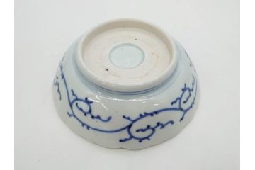 幕末〜明治期　古伊万里　染付　線描　約15cm　4.9寸　爽やかな印象を与えるなます皿6枚セット(中皿、和皿、和食器、四寸九分)(R-083064)