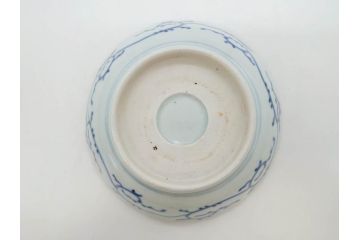 幕末〜明治期　古伊万里　染付　線描　約15cm　4.9寸　爽やかな印象を与えるなます皿6枚セット(中皿、和皿、和食器、四寸九分)(R-083064)