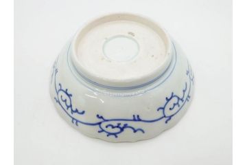 幕末〜明治期　古伊万里　染付　線描　約15cm　4.9寸　爽やかな印象を与えるなます皿6枚セット(中皿、和皿、和食器、四寸九分)(R-083064)