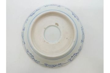 幕末〜明治期　古伊万里　染付　線描　約15cm　4.9寸　爽やかな印象を与えるなます皿6枚セット(中皿、和皿、和食器、四寸九分)(R-083064)