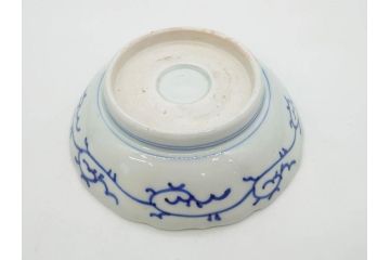 幕末〜明治期　古伊万里　染付　線描　約15cm　4.9寸　爽やかな印象を与えるなます皿6枚セット(中皿、和皿、和食器、四寸九分)(R-083064)