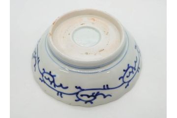 幕末〜明治期　古伊万里　染付　線描　約15cm　4.9寸　爽やかな印象を与えるなます皿6枚セット(中皿、和皿、和食器、四寸九分)(R-083064)