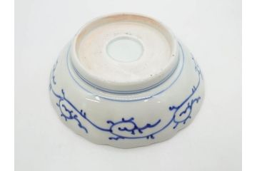 幕末〜明治期　古伊万里　染付　線描　約15cm　4.9寸　爽やかな印象を与えるなます皿6枚セット(中皿、和皿、和食器、四寸九分)(R-083064)