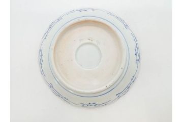 幕末〜明治期　古伊万里　染付　線描　約15cm　4.9寸　爽やかな印象を与えるなます皿6枚セット(中皿、和皿、和食器、四寸九分)(R-083064)