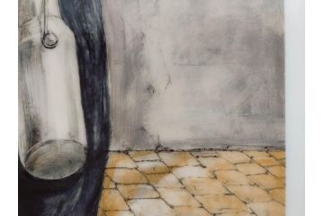 真作　デンマーク　ROYAL COPENHAGEN(ロイヤルコペンハーゲン)　藤田嗣治　レオナール・フジタ　「パンとミルクポットを持つ少女」　陶板画(女の子、フランスパン、陶額、額装)(R-083070)