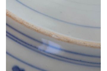 上手物　江戸期　大明成化年製　古伊万里　染付　松竹梅　1尺2寸　約36cm　蛸唐草の絵付けが見事な大皿(和食器、和皿、木箱付き、一尺二寸)(R-083071)
