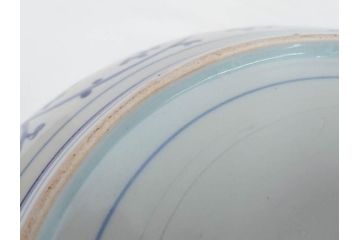 上手物　江戸期　大明成化年製　古伊万里　染付　松竹梅　1尺2寸　約36cm　蛸唐草の絵付けが見事な大皿(和食器、和皿、木箱付き、一尺二寸)(R-083071)