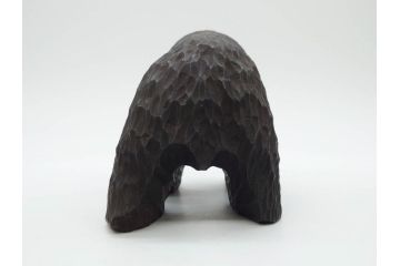 アイヌ　ガラス目　木彫りの熊(くま、クマ、置物、ディスプレイ、郷土玩具、民芸品)(R-083073)