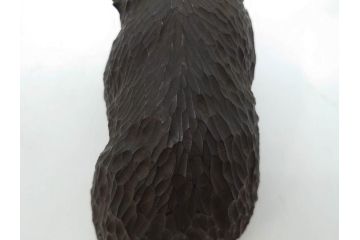 アイヌ　ガラス目　木彫りの熊(くま、クマ、置物、ディスプレイ、郷土玩具、民芸品)(R-083073)