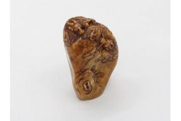 時代物　中国　唐物　雲龍紋　彫刻　印材(印鑑、印章、判子、はんこ、ハンコ)(R-083076)