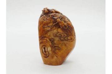 時代物　中国　唐物　雲龍紋　彫刻　印材(印鑑、印章、判子、はんこ、ハンコ)(R-083076)