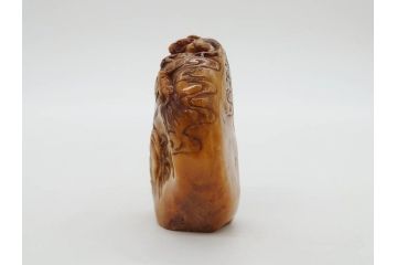 時代物　中国　唐物　雲龍紋　彫刻　印材(印鑑、印章、判子、はんこ、ハンコ)(R-083076)