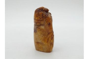 時代物　中国　唐物　雲龍紋　彫刻　印材(印鑑、印章、判子、はんこ、ハンコ)(R-083076)