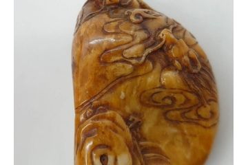時代物　中国　唐物　雲龍紋　彫刻　印材(印鑑、印章、判子、はんこ、ハンコ)(R-083076)