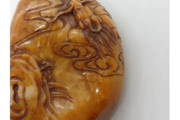 時代物　中国　唐物　雲龍紋　彫刻　印材(印鑑、印章、判子、はんこ、ハンコ)(R-083076)