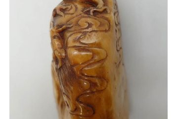 時代物　中国　唐物　雲龍紋　彫刻　印材(印鑑、印章、判子、はんこ、ハンコ)(R-083076)