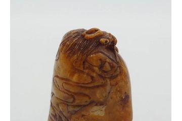 時代物　中国　唐物　雲龍紋　彫刻　印材(印鑑、印章、判子、はんこ、ハンコ)(R-083076)