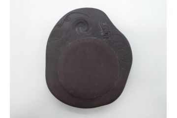 時代物　中国　王鐸　雲龍文?　端渓硯(漢詩、彫刻、書道具、習字道具)(R-083077)