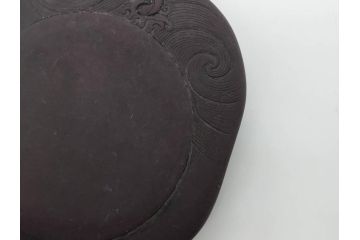時代物　中国　王鐸　雲龍文?　端渓硯(漢詩、彫刻、書道具、習字道具)(R-083077)