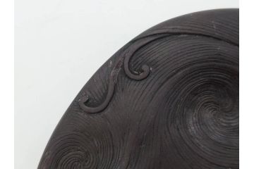 時代物　中国　王鐸　雲龍文?　端渓硯(漢詩、彫刻、書道具、習字道具)(R-083077)