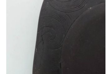時代物　中国　王鐸　雲龍文?　端渓硯(漢詩、彫刻、書道具、習字道具)(R-083077)