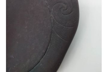 時代物　中国　王鐸　雲龍文?　端渓硯(漢詩、彫刻、書道具、習字道具)(R-083077)