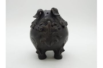 時代物　中国古玩　古銅　獅子　香炉(香爐、仏具、茶道具)(R-083078)