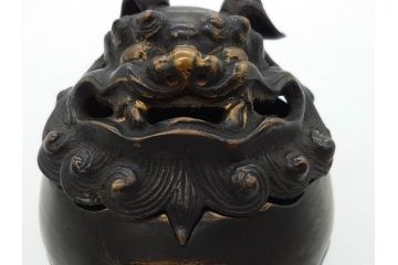 時代物　中国古玩　古銅　獅子　香炉(香爐、仏具、茶道具)(R-083078)