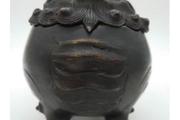 時代物　中国古玩　古銅　獅子　香炉(香爐、仏具、茶道具)(R-083078)