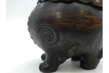時代物　中国古玩　古銅　獅子　香炉(香爐、仏具、茶道具)(R-083078)