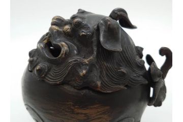 時代物　中国古玩　古銅　獅子　香炉(香爐、仏具、茶道具)(R-083078)