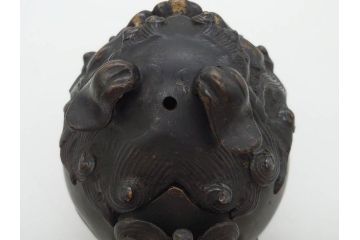時代物　中国古玩　古銅　獅子　香炉(香爐、仏具、茶道具)(R-083078)