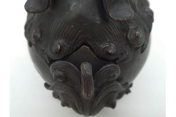 時代物　中国古玩　古銅　獅子　香炉(香爐、仏具、茶道具)(R-083078)