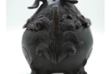時代物　中国古玩　古銅　獅子　香炉(香爐、仏具、茶道具)(R-083078)