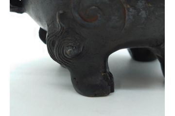 時代物　中国古玩　古銅　獅子　香炉(香爐、仏具、茶道具)(R-083078)