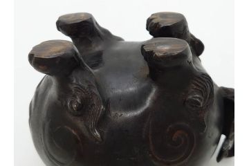時代物　中国古玩　古銅　獅子　香炉(香爐、仏具、茶道具)(R-083078)