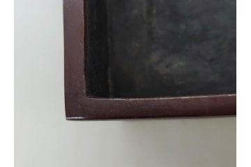 木村渡雲(二代 村田整珉)　銅製　雲龍文?　匠の美技を感じる長方水盤(双耳、花器、花入、花生、盆栽鉢、雷文、水鉢、水盆)(R-083079)