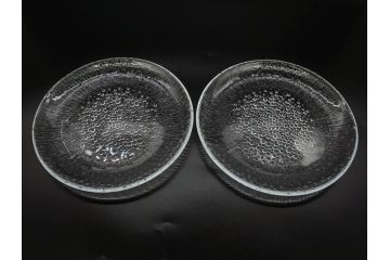 フィンランド　iittala(イッタラ)　AINO AALTO(アイノ・アアルト)　約23cm/Ultima Thule(ウルティマツーレ)　約25cm　空間に豊かな表情を与えるプレート2枚&ボウルセット(ガラス、深皿、深鉢、硝子、北欧)(R-083080)